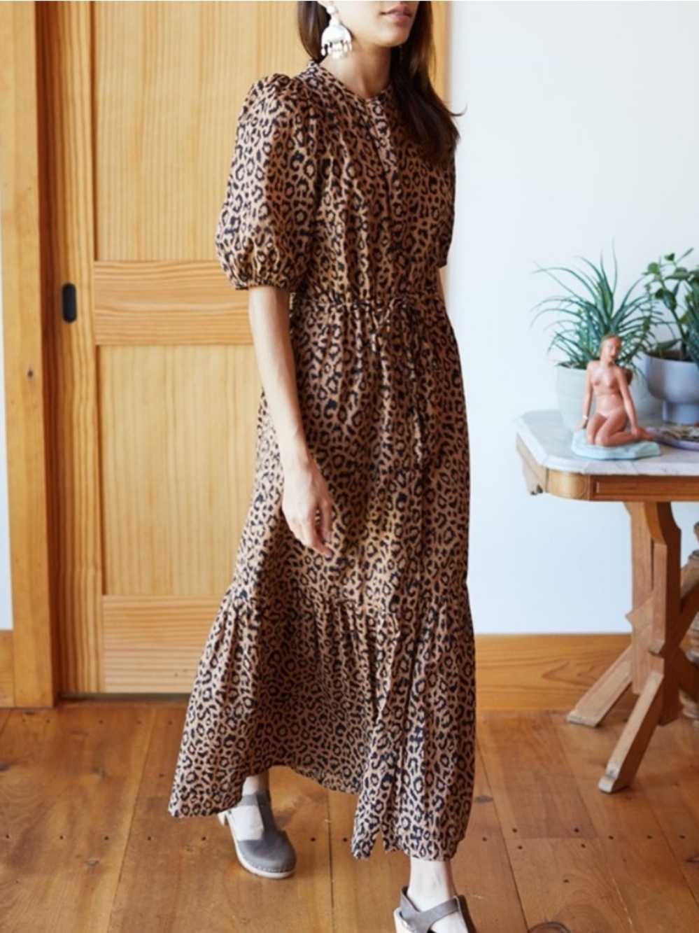 Emerson Fry India Collection Lucy Dress Vintage Leopard Organic Cotton Size XS